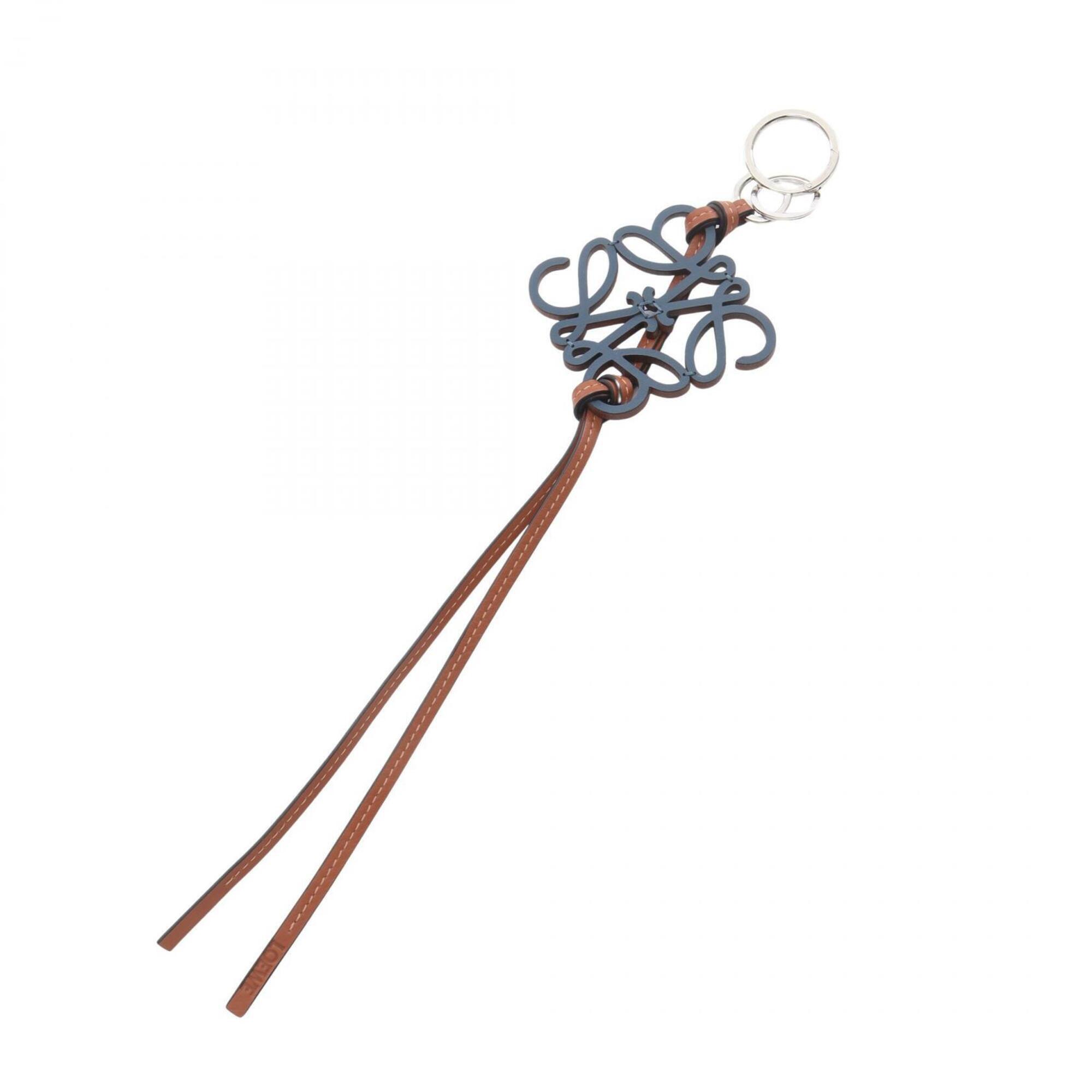 Loewe Anagram Keychain Accessory, Leather, Women's, Navy/Brown, C821232x01
